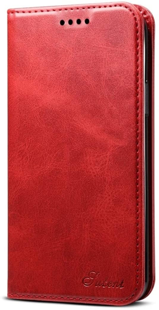 Suteni Leder Geldbörse Hülle Schwarz für iPhone 12 Pro