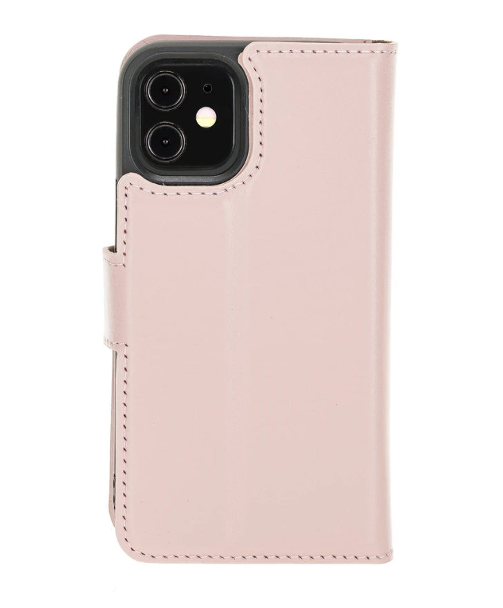 Bouletta Magnetische abnehmbare Handyhülle aus Leder mit RFID-Blocker für iPhone 12 Mini Nude Pink