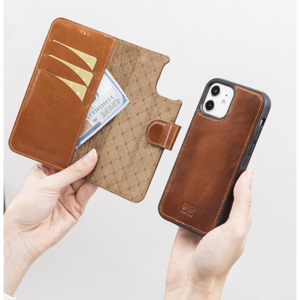 Bouletta Magnetische abnehmbare Handyhülle aus Leder mit RFID-Blocker für iPhone 12 Pro Grau