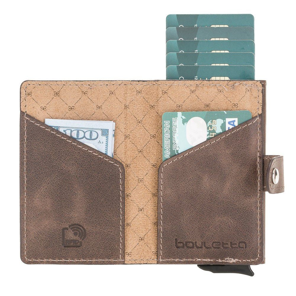 Bouletta Terry Coin Kartenhalter aus Leder Braun RFID
