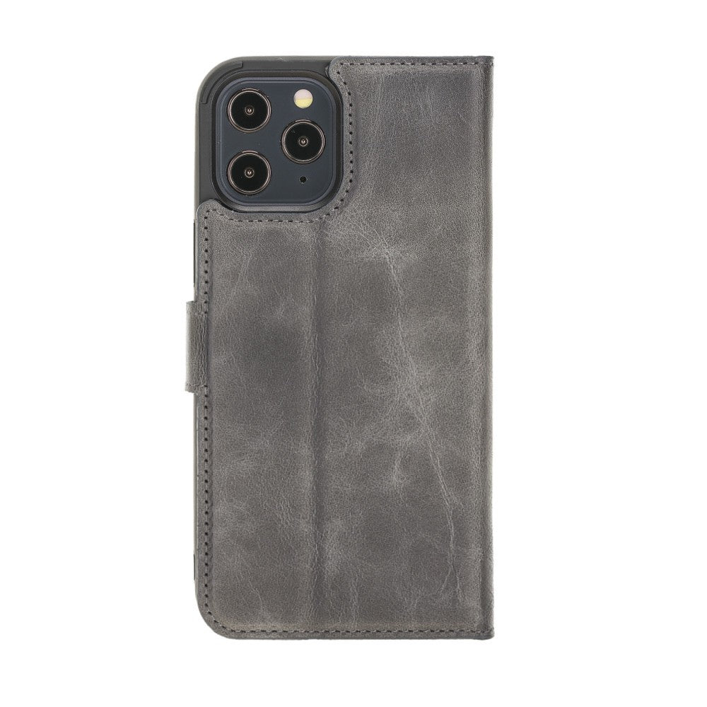 Bouletta Magnetische abnehmbare Handyhülle aus Leder mit RFID-Blocker für iPhone 12 Pro Max Grau