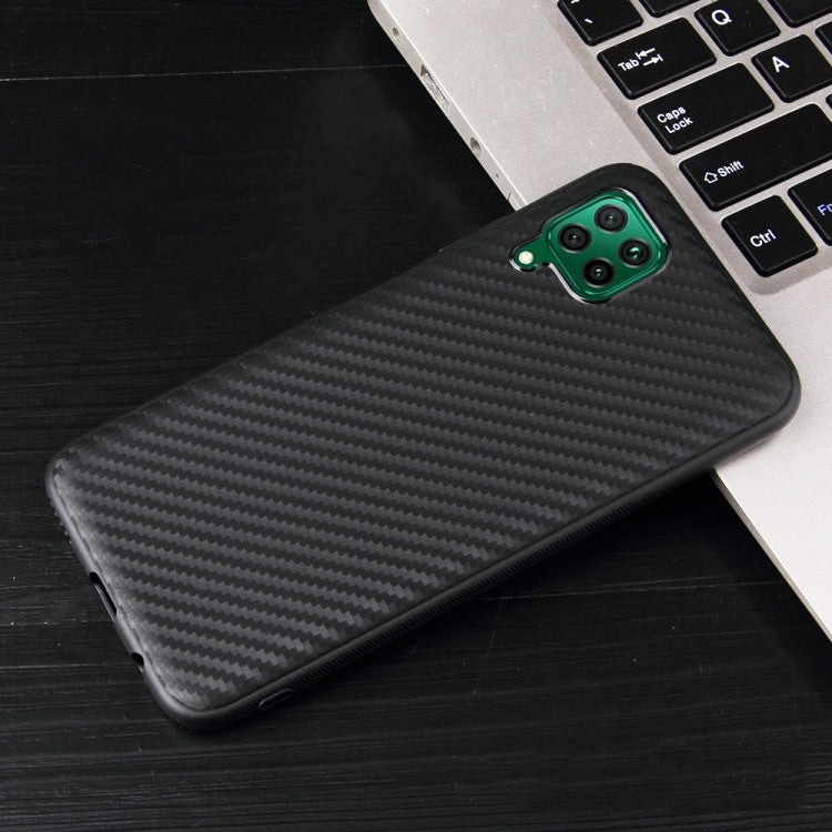 Huawei P40 Lite Carbon Fiber Texture Shockproof TPU Protective Case Schwarz