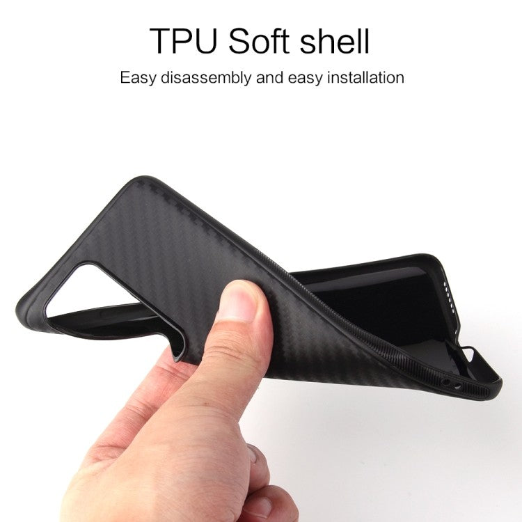 Huawei P40 Pro Carbon Fiber Texture Shockproof TPU Protective Case Schwarz