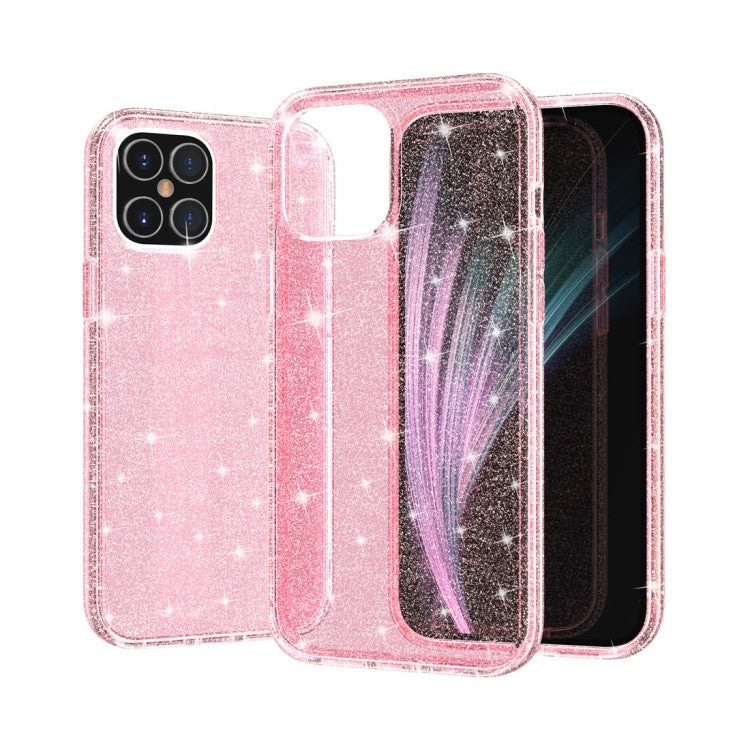 iPhone 12 Pro Shockproof Terminator Style Glitter Powder Protective Case Hülle Pink