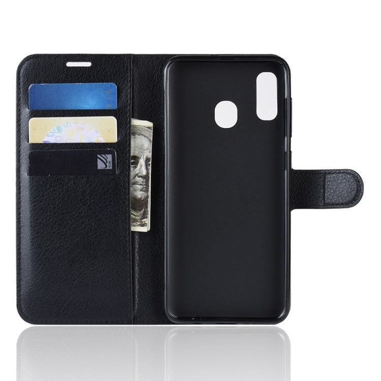 Litchi Texture Horizontal Flip Leder Case Hülle für Galaxy A40