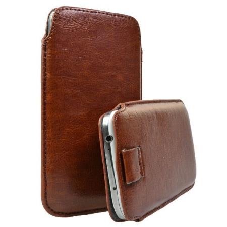 Pull Tab Leder Etui Tasche Samsung Galaxy S5 Braun