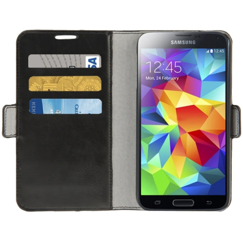 Leder Kreditkarte Etui Tasche Samsung Galaxy S5 Schwarz