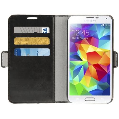 Leder Kreditkarte Etui Tasche Samsung Galaxy S5 Schwarz