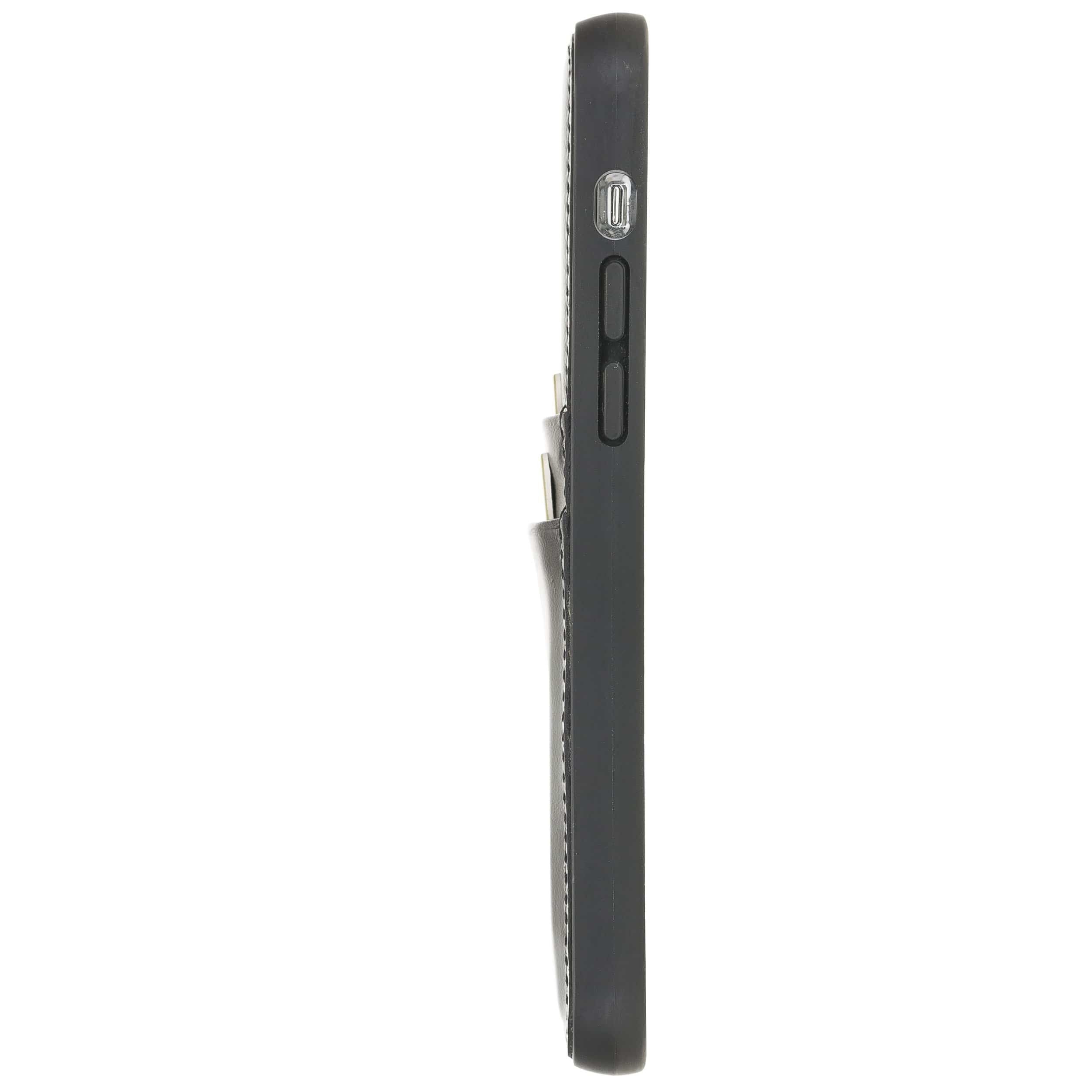 Flex Cover Back Leder Case mit Kartenfach für iPhone 12 Pro Max 6.7 Rustic Schwarz