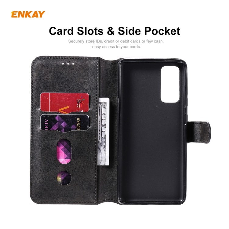Samsung Galaxy S20 FE / S20 Lite Magnetic Flip Leder Case mit Holder & Card Slots & Wallet Schwarz
