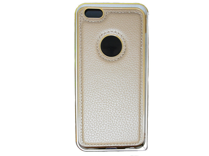 Aluminium Bumper Case Leder Back Cover iPhone 6 Gold