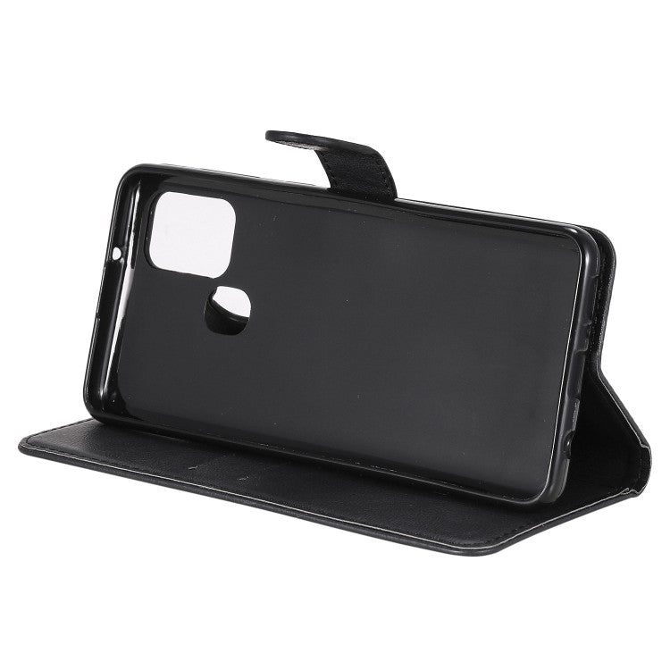 Samsung Galaxy A21s Handyhülle aus Leder mit Halter Kartenfächern Brieftasche (Schwarz)