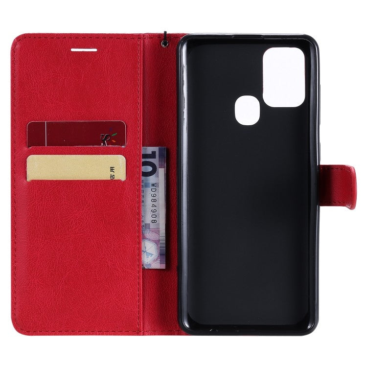Samsung Galaxy A21s Handyhülle aus Leder mit Halter Kartenfächern Brieftasche Rot