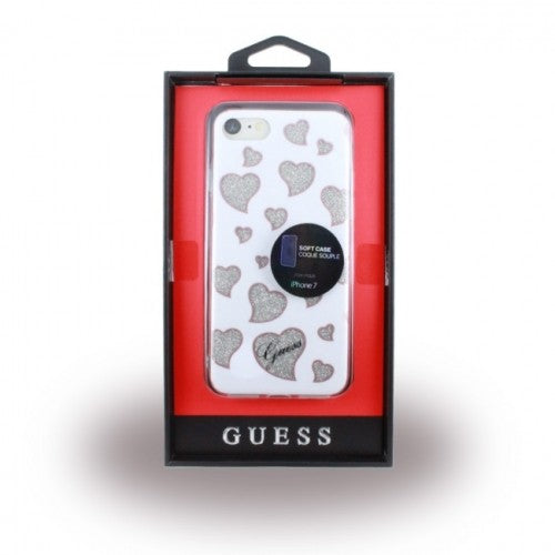 GUESS COVER iPhone SE 2020, iphone 7, 8 Silikon - Hearts - GUHCP7GLHWH - weiss