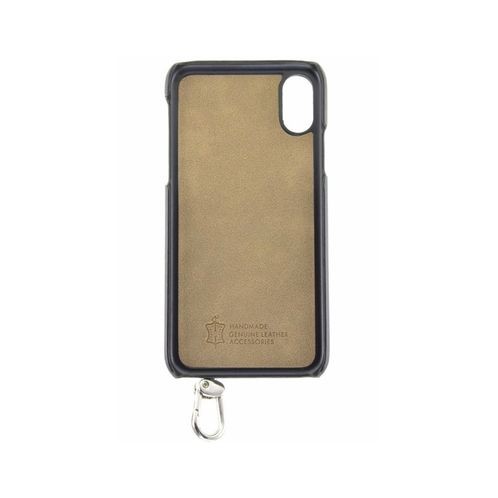Mike Galeli - iPhone Xs / X Echtleder Hülle Back Case mit Handschlaufe und Kartenfach (JESSEIPX-M01) - Schwarz