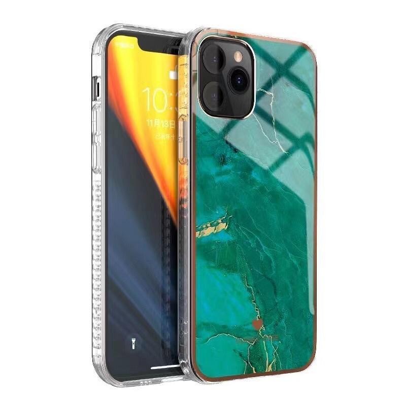 iPhone 12 und 12 Pro TPU Silikon Hülle Marmor Grün
