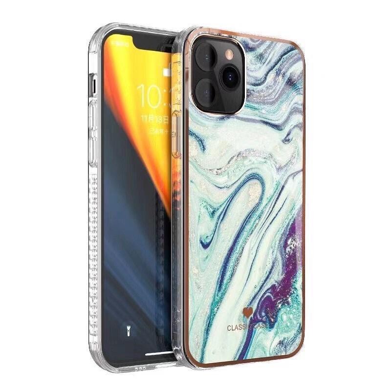 iPhone 12 und 12 Pro TPU Silikon Hülle Marmor Blau