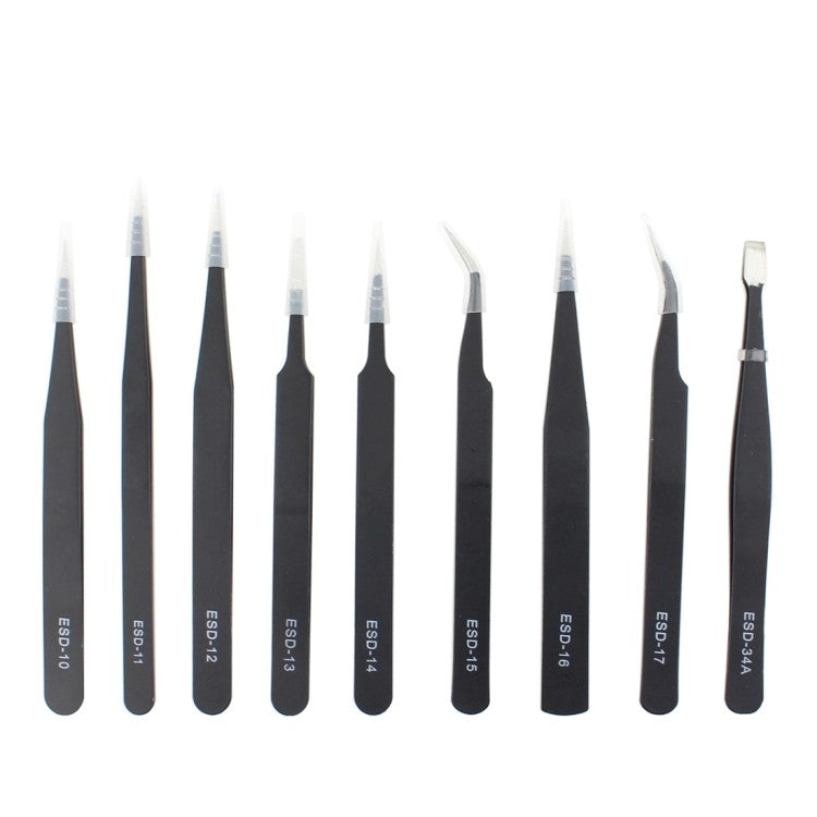 JIAFA JF-8118 9 in 1 Antistatische Universal Metall Pinzette set mit Tasche