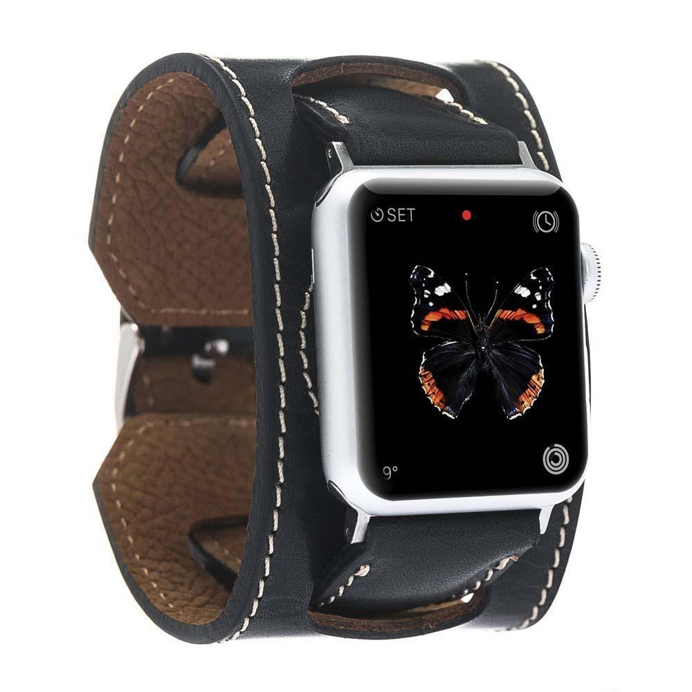 Bouletta Uhrenarmband Leder für Apple Uhr 38mm / 40 mm Pflanzlich Schwarz