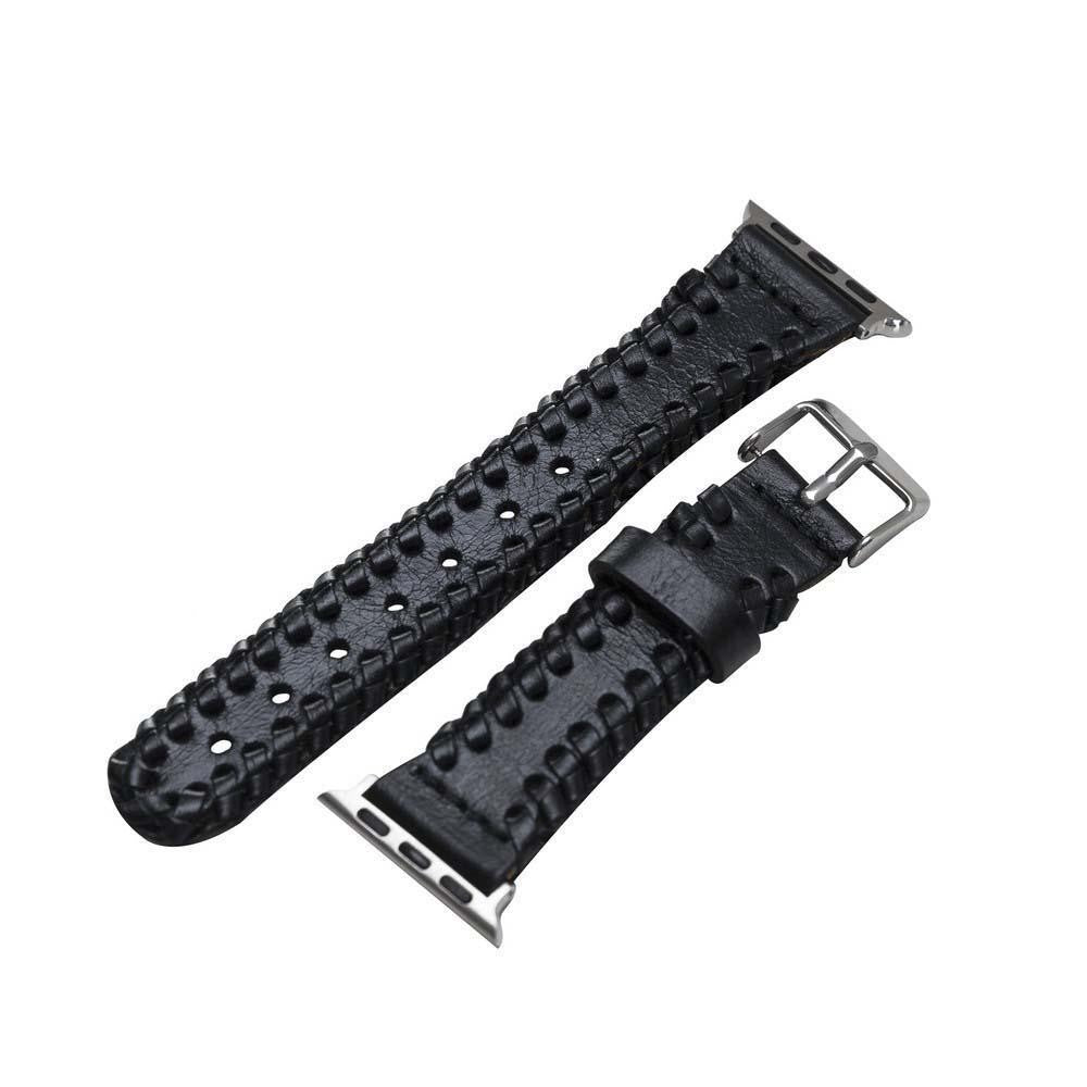 Bouletta Geflochtenes Lederarmband für Apfeluhr 40mm / 42mm - Rustikal Schwarz