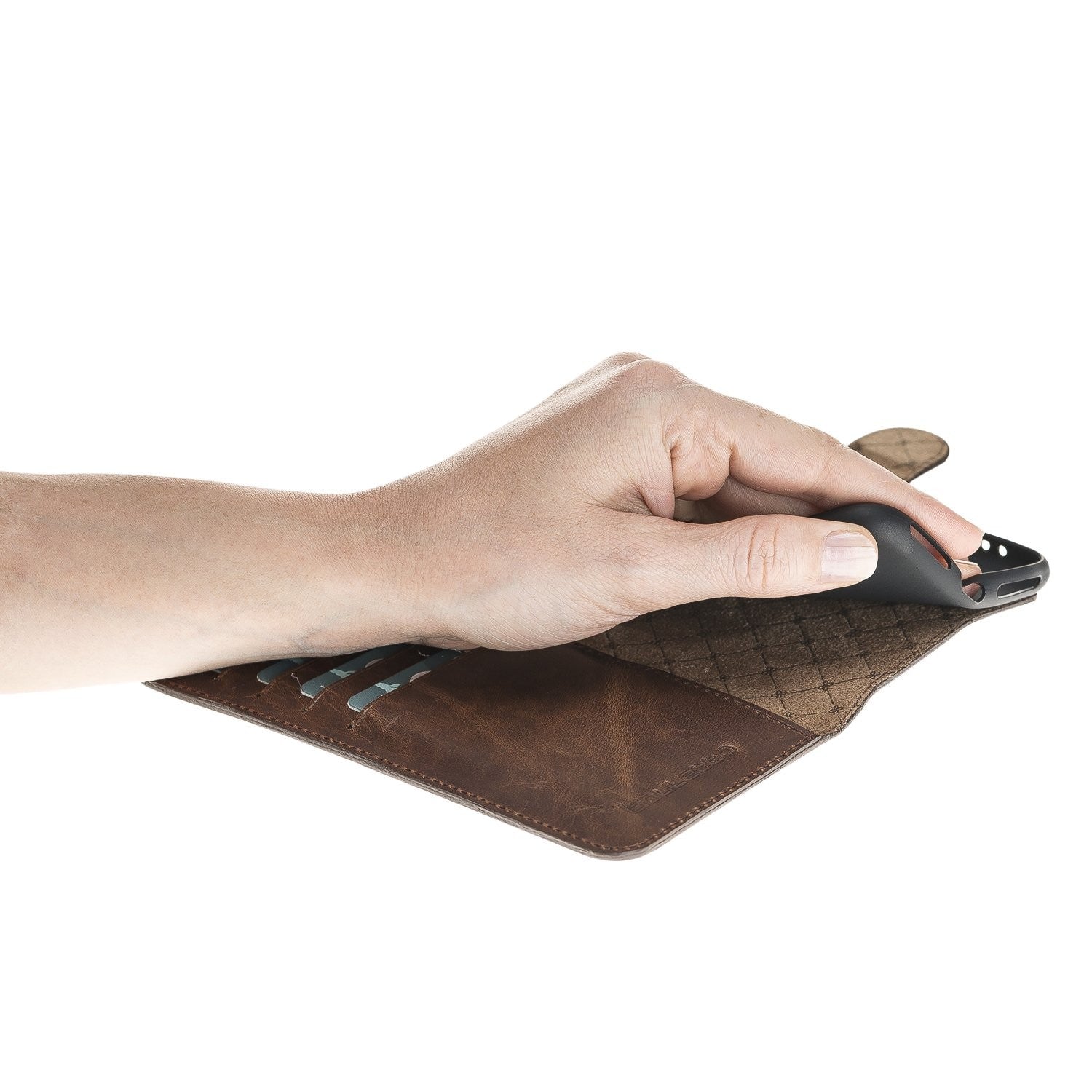 Bouletta Wallet Folio Ledertasche mit ID - Schlitz für Apple iPhone XS MAX - Vegetal dunkelbraun
