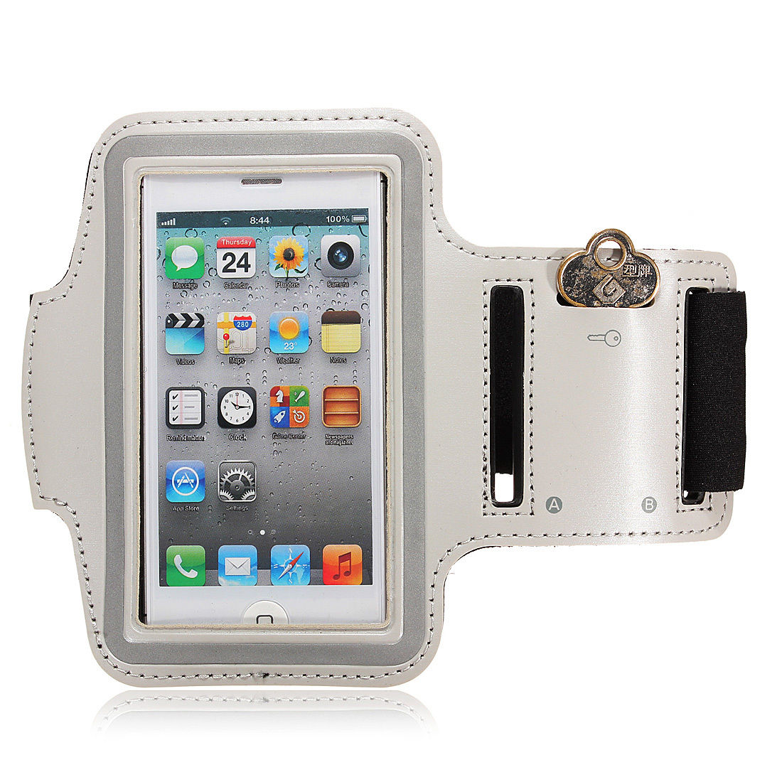 Neopren Jogging Sport Armband Silber Tasche iPhone 5 5S 5C SE
