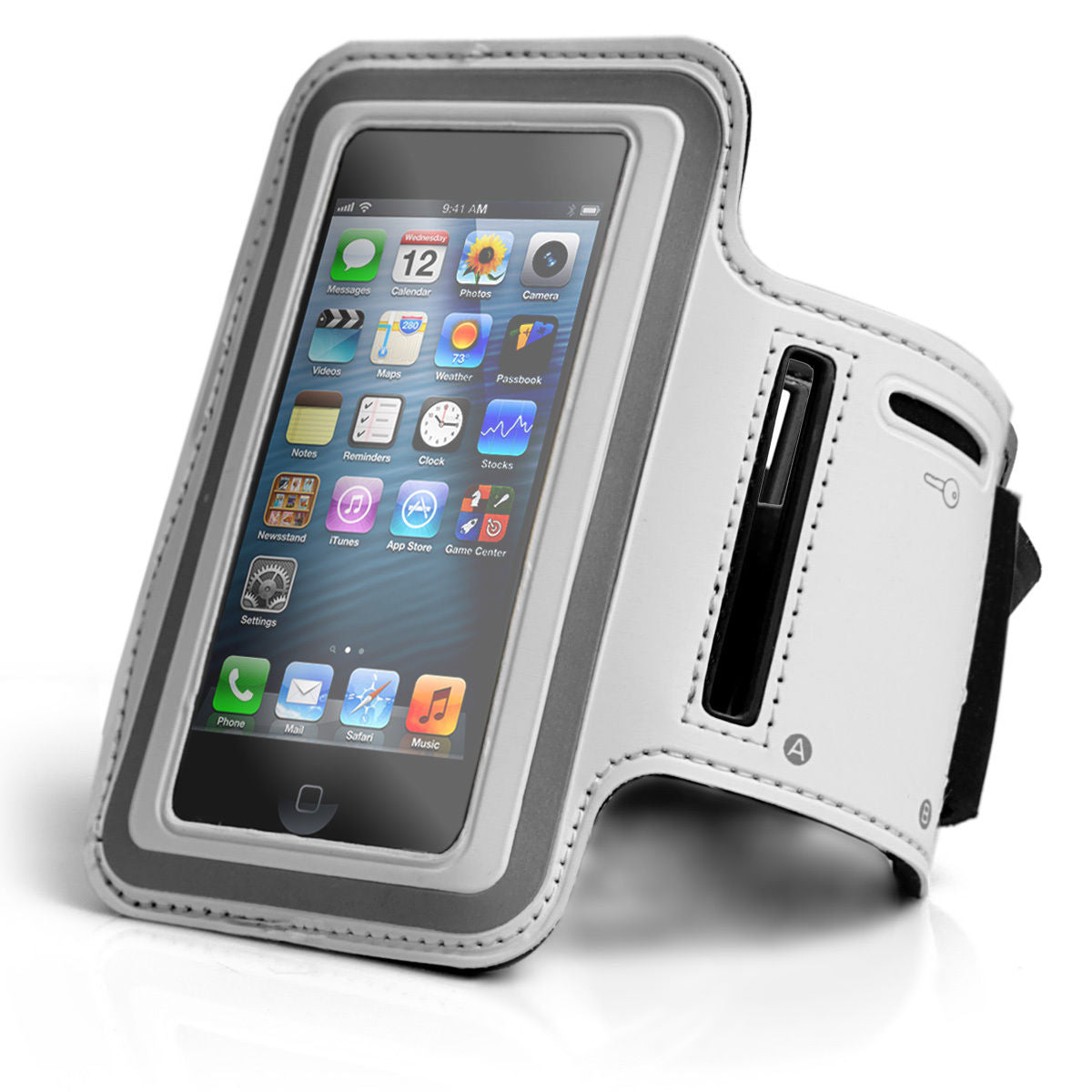 Neopren Jogging Sport Armband Weiss Tasche iPhone 5 5S 5C SE