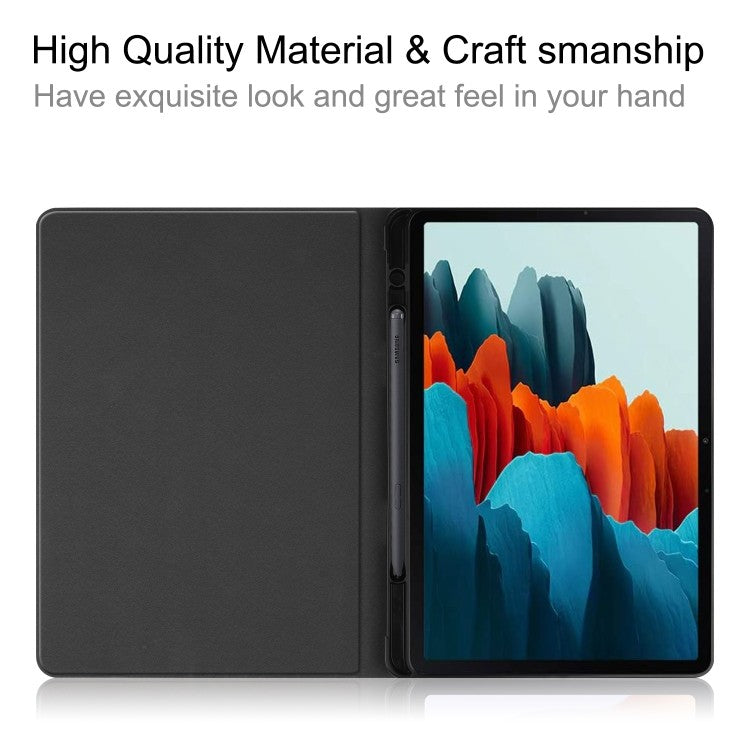 Samsung Galaxy Tab S7 (2020) Horizontal Flip Leder Hülle mit Halter-Schlaf Schwarz