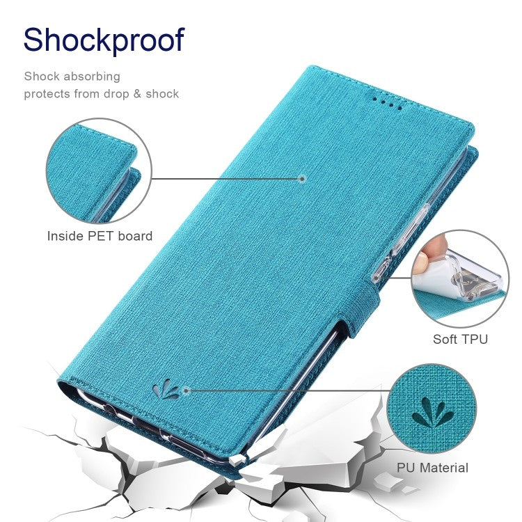 Galaxy S21 Ultra ViLi Stossfeste TPU + PU-Leder-Magnetschnalle Horizontal Flip Case mit Kartenfächern Halter (Blau)