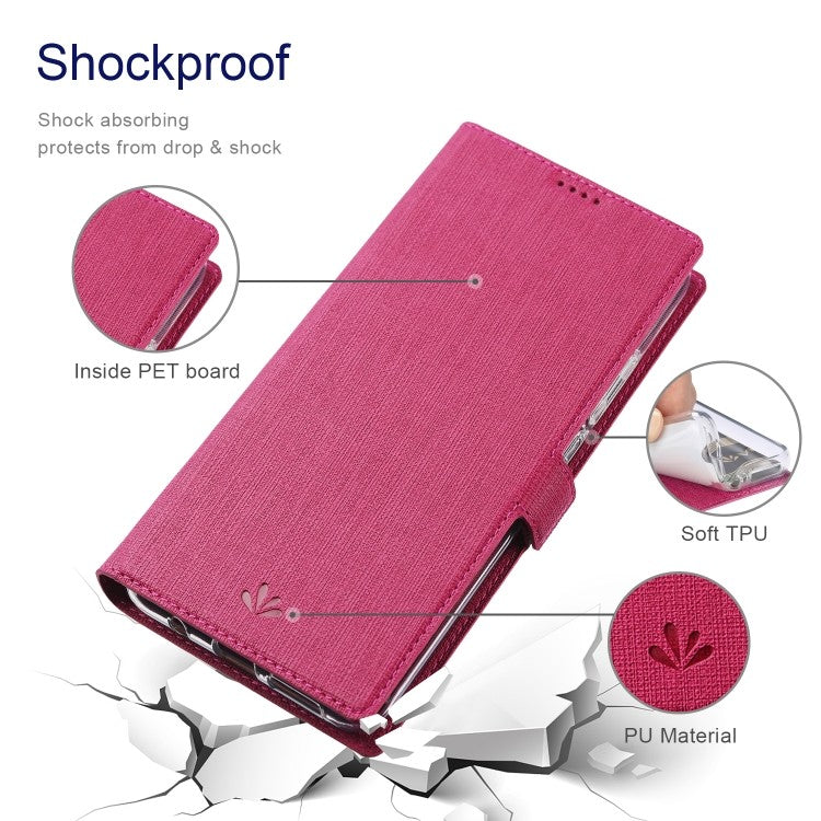 Galaxy S21 Ultra ViLi Stossfeste TPU + PU-Leder-Magnetschnalle Horizontal Flip Case mit Kartenfächern Halter (Rose Rot)