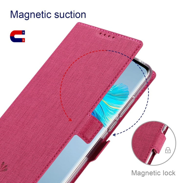 Galaxy S21 Ultra ViLi Stossfeste TPU + PU-Leder-Magnetschnalle Horizontal Flip Case mit Kartenfächern Halter (Rose Rot)