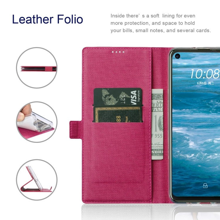 Galaxy S21 Ultra ViLi Stossfeste TPU + PU-Leder-Magnetschnalle Horizontal Flip Case mit Kartenfächern Halter (Rose Rot)