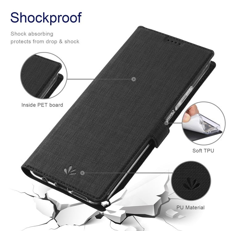 Galaxy S21 Ultra ViLi Stossfeste TPU + PU-Leder-Magnetschnalle Horizontal Flip Case mit Kartenfächern Halter (Schwarz)