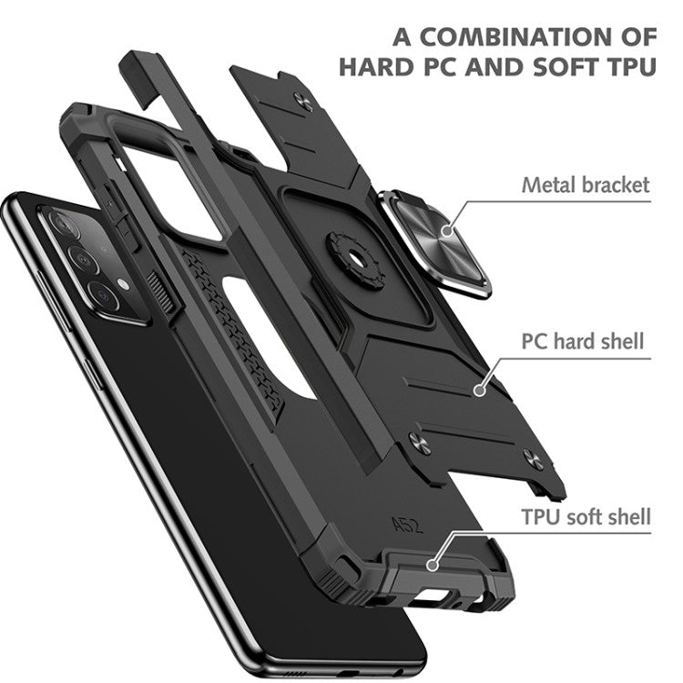 Samsung Galaxy A52 Magnetische Rüstung Stossfest mit Metallringhalter (schwarz)