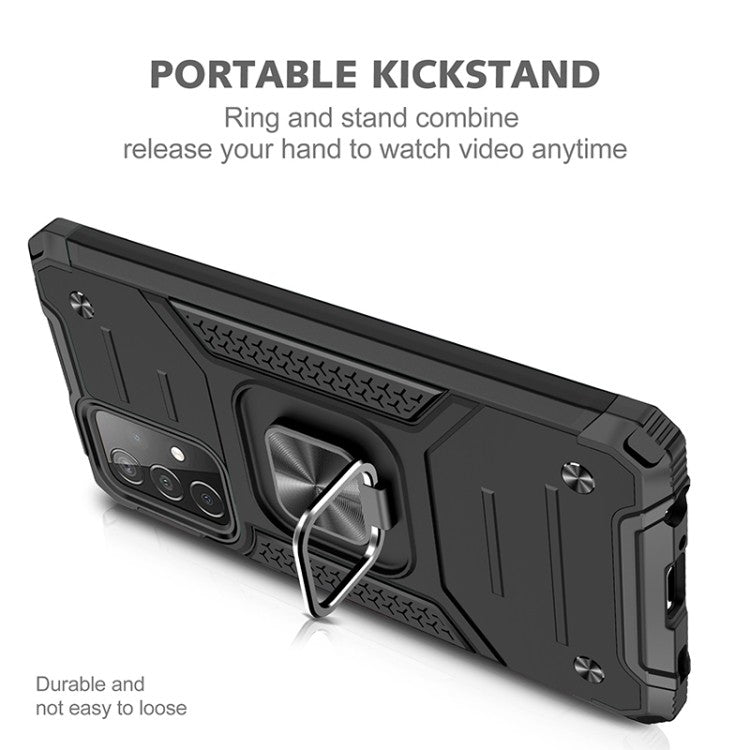 Samsung Galaxy A52 Magnetische Rüstung Stossfest mit Metallringhalter (schwarz)