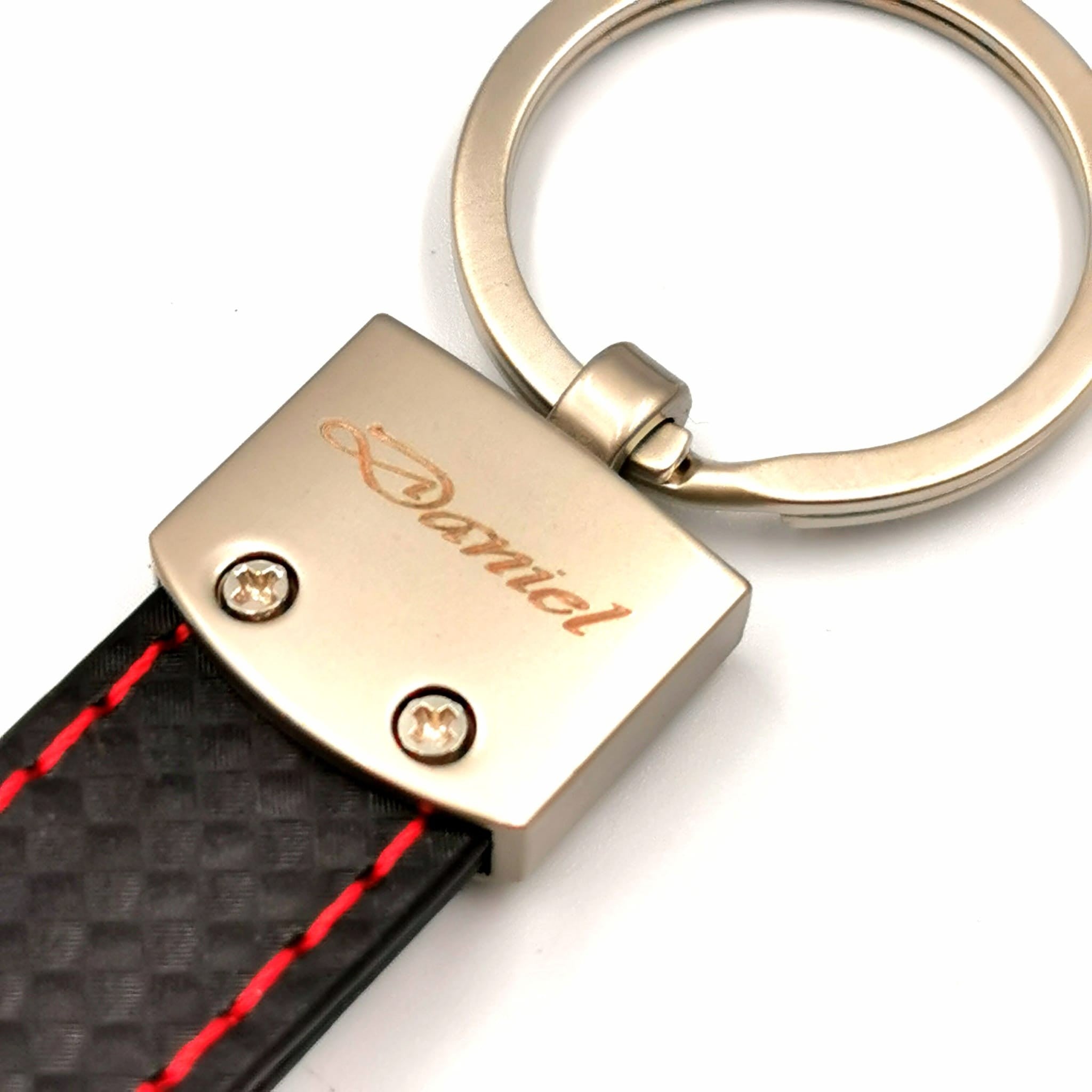 RS Schlüsselanhänger Schwarz Leder (Auf Wunsch mit Gravur)