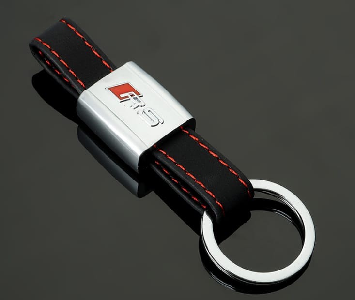 RS Schlüsselanhänger Schwarz Leder (Auf Wunsch mit Gravur)