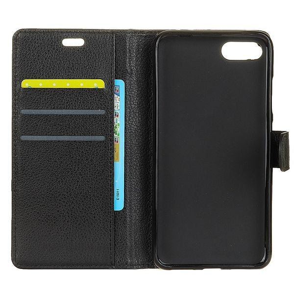 Schwarz Wallet Case Tasche Huawei Honor 10