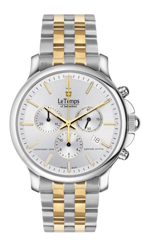 Le Temps of Switzerland Herrenuhren "ZAFIRA CHRONO" Ø 41 mm Edelstahlband LT1057.44BT01