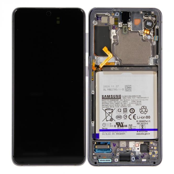 Samsung Galaxy S21 G991B/DS LCD Display inkl. Akku Phantom Grau Serviceware