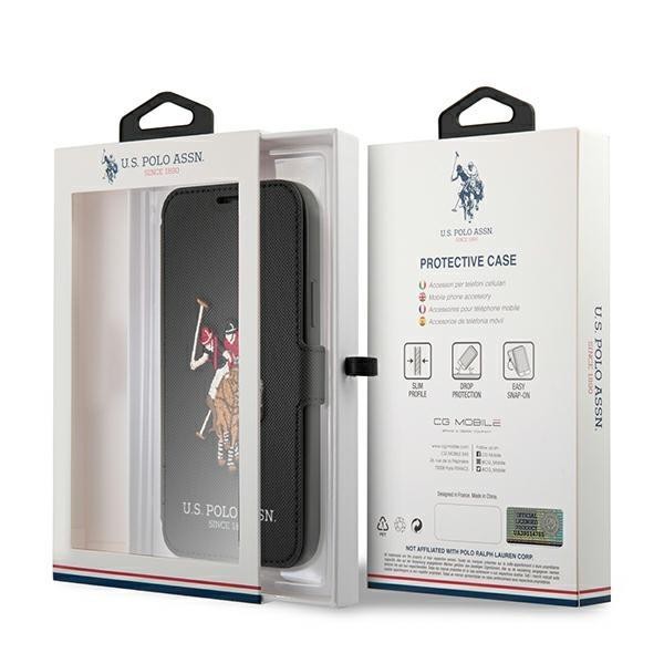US Polo iPhone 12/12 Pro 6.1" Buch Polo Embroidery Collection Handyhülle schwarz