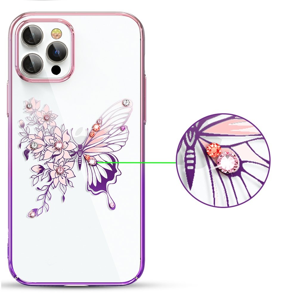Kingxbar schutzhülle mit original Swarovski-Kristallen verziert Schmetterling iPhone 12 Pro Max rosa