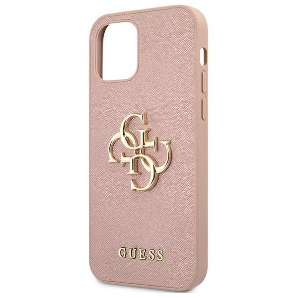 Guess iPhone 12 Pro Max 6.7" schwarz / schwarzes Hardcase Saffiano 4G Metall Logo