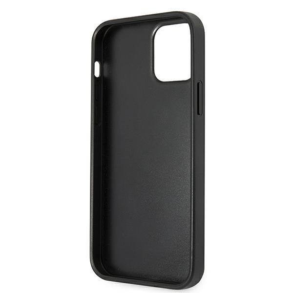 Guess iPhone 12/12 Pro 6.1" schwarz / schwarzes Hardcase Saffiano 4G Metall Logo