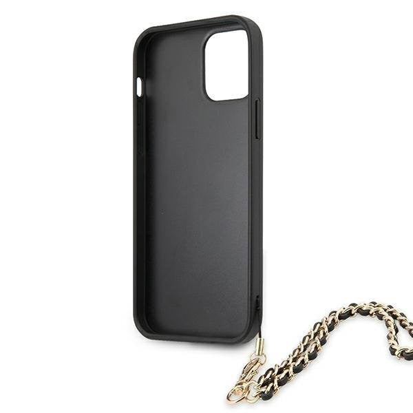 Guess iPhone 12/12 Pro 6.1" schwarz / schwarzes Hardcase Saffiano Chain