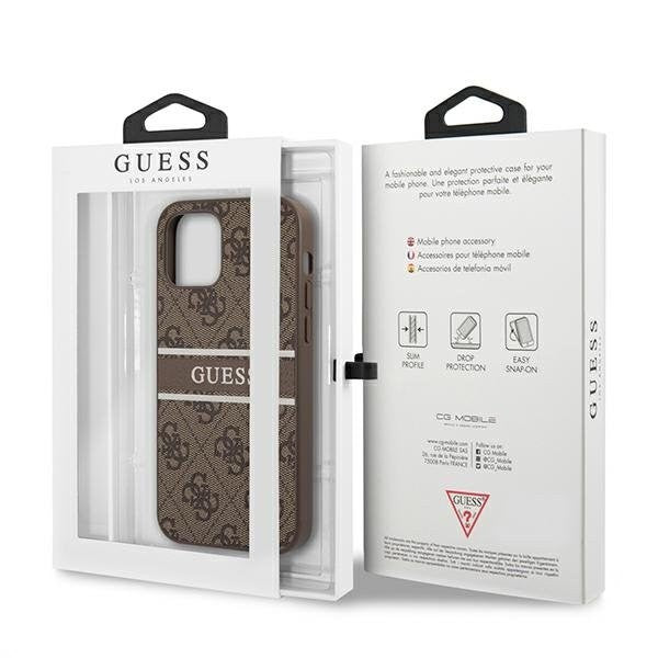 Guess iPhone 12 mini 5.4" braun / braun Hardcase 4G Stripe