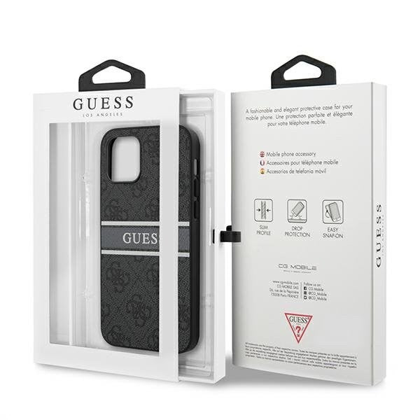 Guess iPhone 12 mini 5,4" grau / grau Hardcase 4G Stripe