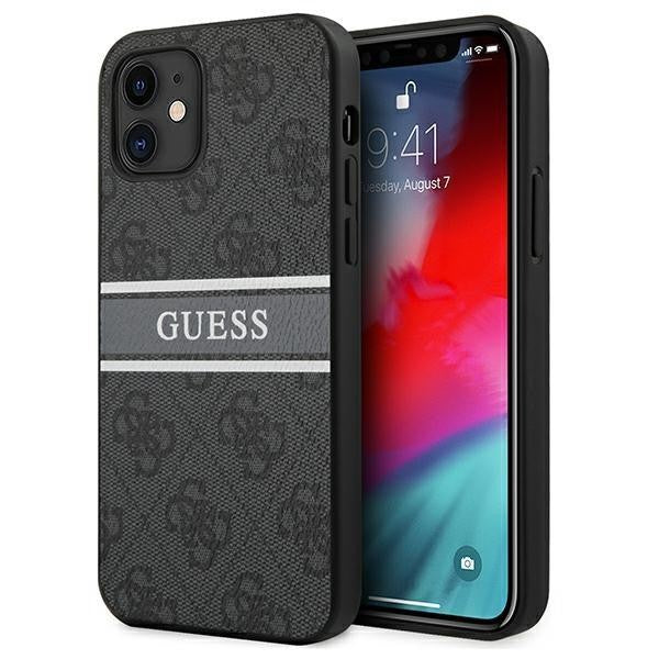 Guess iPhone 12 mini 5,4" grau / grau Hardcase 4G Stripe