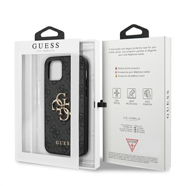 Guess iPhone 12 mini 5,4" grau / grau Hardcase 4G Big Metal Logo