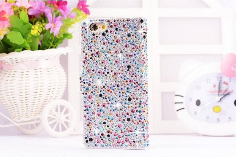 Regenbogen Wasser Tropfen Bling Leder Etui iPhone 6 Plus